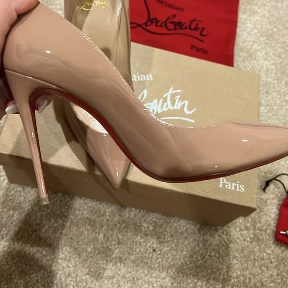 Christian Louboutin, Pigalle 100, Nude, shiny leather - Picture 11 of 17